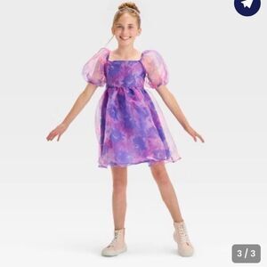 Kids Girls 4/5 Pokemon Gengar Puff Sleeve Purple Dress